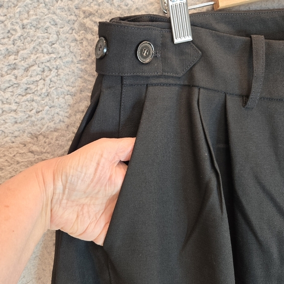 Stella McCartney Women's Barrel Leg All Wool Sz 46 Black Twill Pants Pockets - Picture 5 of 14